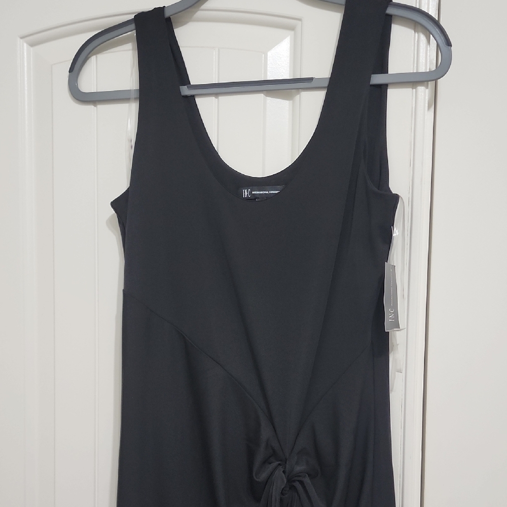 Black Sleeveless Dress with Knot Detail
